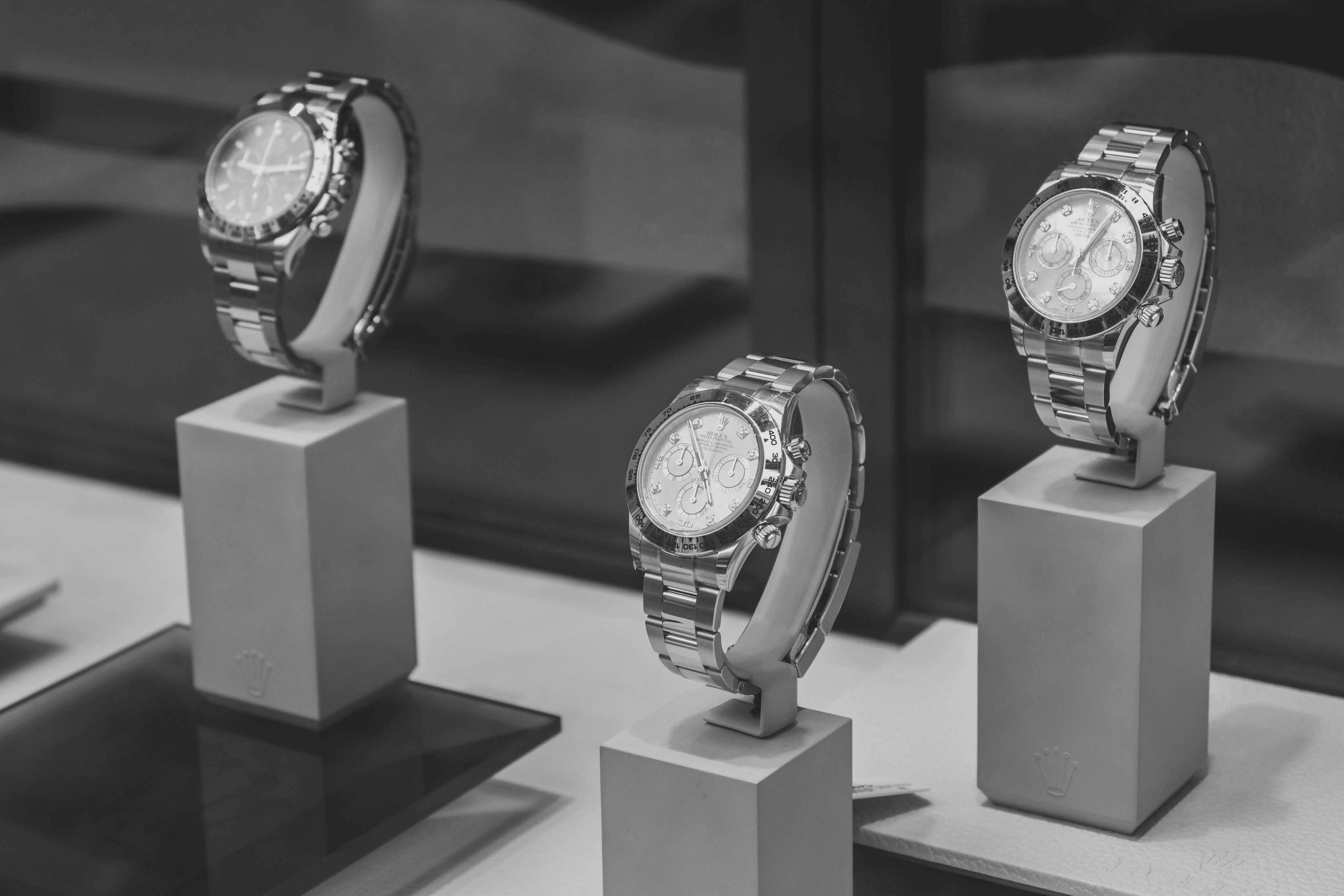 Luxury watches on display